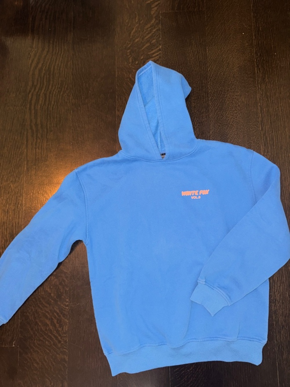 White Fox Boutique Blue Hoodie with Pink Logo